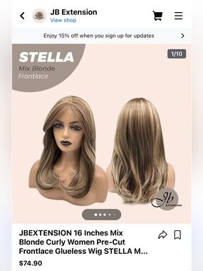 Stellah Mix Blonde 16" Frontlace Glueless Wig — Natural Layered Waves